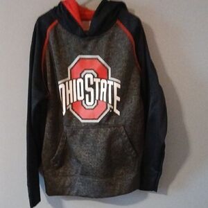 Ohio State Kids Dry Fit Pullover Hoodie - Black and Red